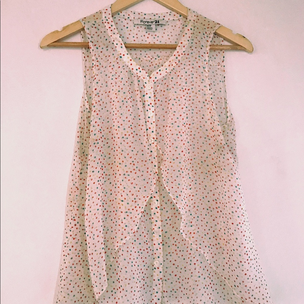 SALE $6 Forever 21 💛 Sheer polka dot blouse